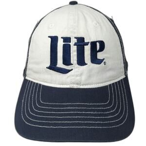 Zkapz Trucker Hat Blue One Size Miller Lite Beer Logo Mesh Snapback Contrast